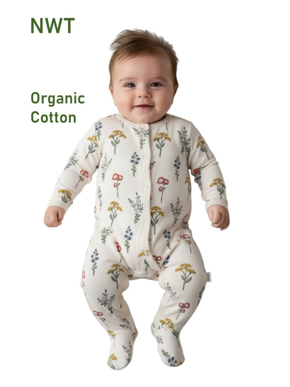 ANTEBIES Organic Cotton Botanical Garden Footie size 0-3M